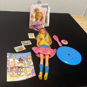 Barbie California Dream Barbie 1987w record, brush, comic book and frisbee